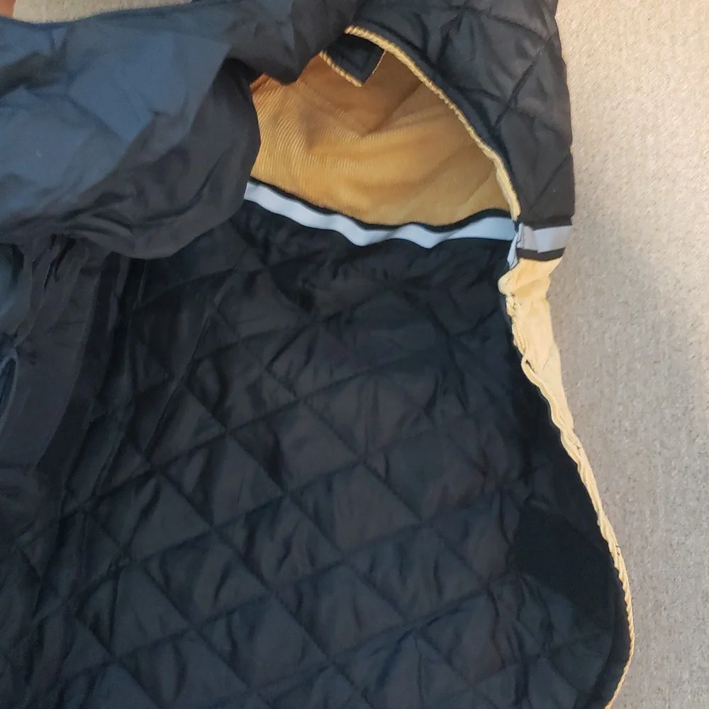 Mklhgty Dog Waterproof Reversible Yellow/Black Winter Coat Size S